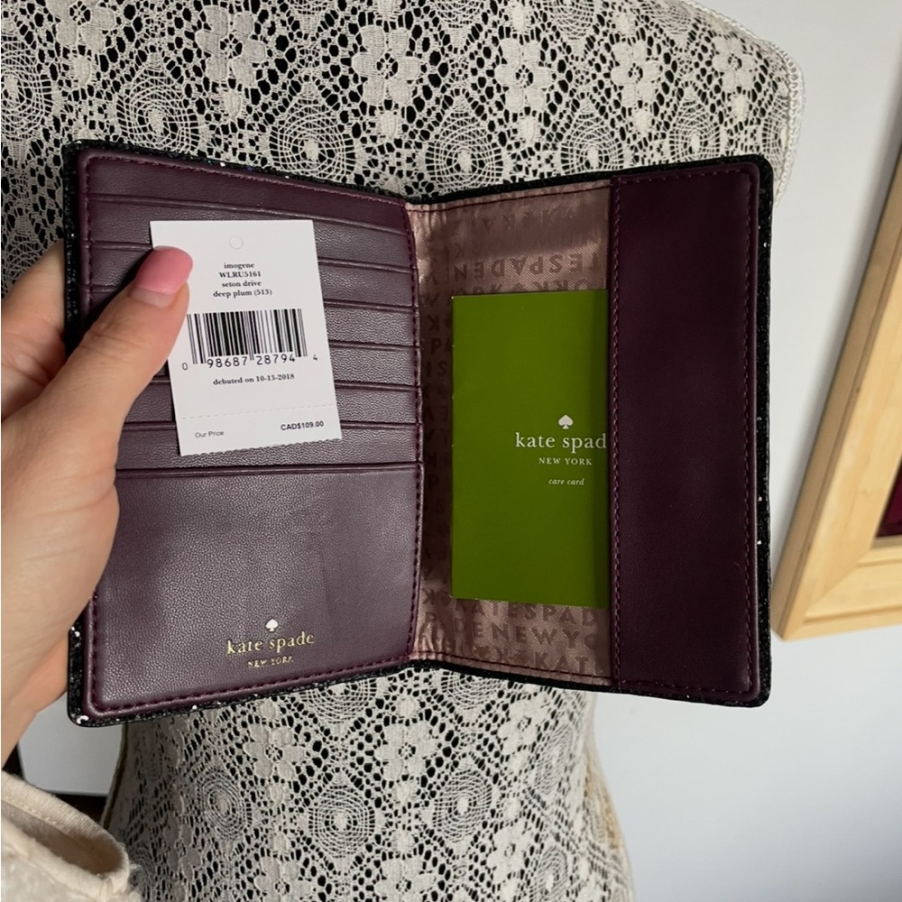 NWT Kate Spade Plum Passport Card Holder Wallet. Was $109